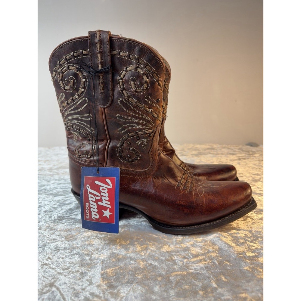 Tony Lama Women's 8.5 B Cowboy Boots Brown Leather Square Toe Western NWT